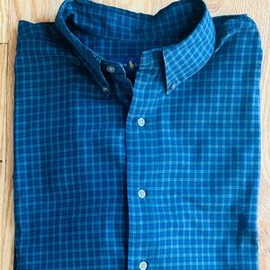 Ralph Lauren Mens XLT Blue/Green Plaid Oxford Classic Fit, Great Condition!
